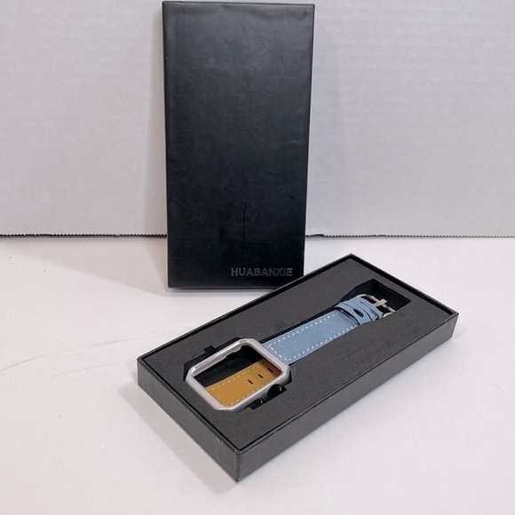 Unisex Leather Strap Replacement Band with Stainless Metal Clasp for Apple Watch - Picture 6 of 11